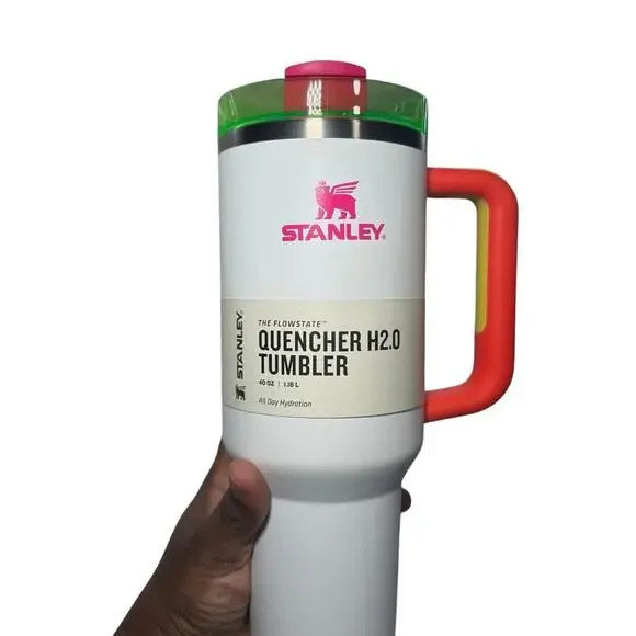 Stanley Black Neon & White Neon 40oz H2.O Quencher Tumbler Set BNWT